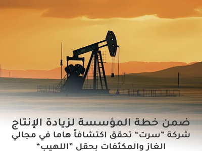 شركة سرت : حفر بئر بإنتاج 16.8 مليون قدم مكعب يوميا من الغاز و626 برميلاً يوميا من النفط 