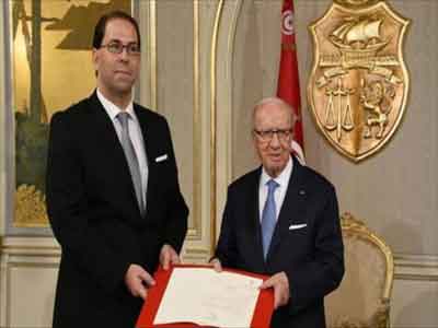 الرئيس التونسي الباجي قائد السبسي ورئيس الحكومة المكلف يوسف الشاهد 