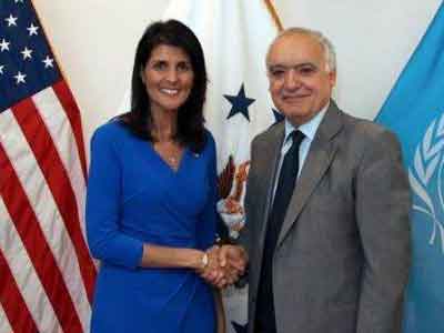 غسان سلامه يبحث مع السفيرة الأمريكية في الأمم المتحدة تطورات الأوضاع في ليبيا 