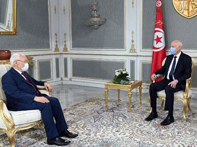 قيس سعيد و الغنوشي يبحثان طرح مبادرة تونسية لتسوية الازمة الليبية  