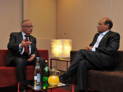 علي زيدان يلتقي الرئيس التونسي المنصف المرزوقي