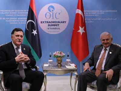 السرَّاج و يلدرِم : إزالة عوائق عودة الخطوط التركية للعمل في ليبيا 