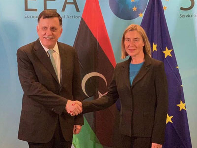 رئيس المجلس الرئاسي يجتمع ببروكسل مع الممثلة العليا للسياسة الخارجية الأوروبية  