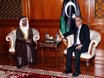 رئيس الحكومة المؤقتة مع رئيس البرلمان العربي