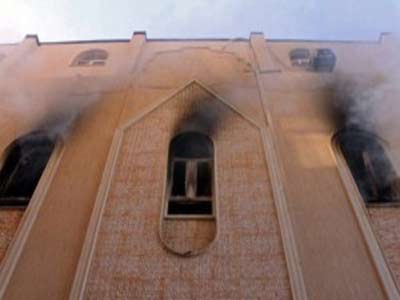إحراق الكنيسة القبطية المصرية ببنغازي 
