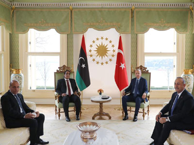 أردوغان خلال استقباله للمنفي واللافي : تركيا تقف إلى جانب الشعب الليبي وعلى استعداد لمساندته للوصول إلى دولة مستقلة ومزدهرة 