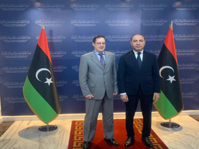الباعور يناقش مع سفير روسيا لدى ليبيا العلاقات الثنائية بين البلدين والقضايا ذات الاهتمام المشترك 