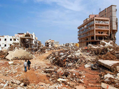 الاثار الكارثية التي تسببت بها عاصفة دانيال على مناطق شرق ليبيا 