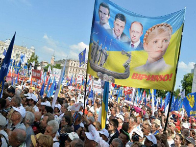 أنصار الرئيس الأوكراني ومعارضيه 
