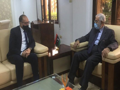 وزير الخارجية المفوض  محمد الطاهر سيالة يبحث مع سفير تونس لدى ليبيا التحضيرات لاجتماعات اللجنة المشتركة 