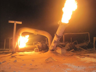 تفجير أنبول لنقل الغاز جنوب شرق مدينة العريش المصرية