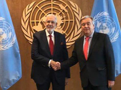 الأمين العام للامم المتحدة أنطونيو غوتيريش يستقبل وزير الخارجية محمد سيالة  